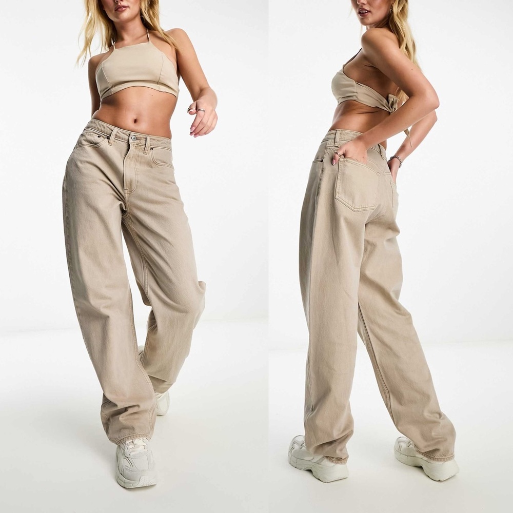 Abercrombie & Fitch Beige Wide Leg High Rise Casual Pants Size 28 Casual Chic